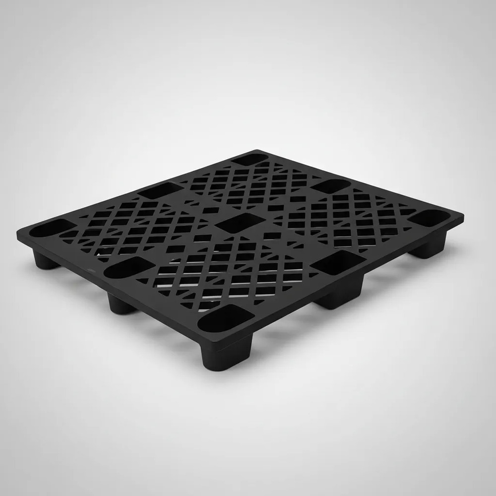 Pallet Apilable De Plástico Negro Negro - Imagen 2