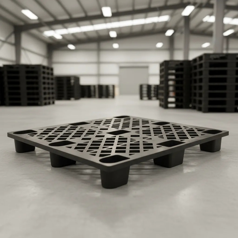 Pallet Apilable De Plástico Negro Negro - Imagen 3