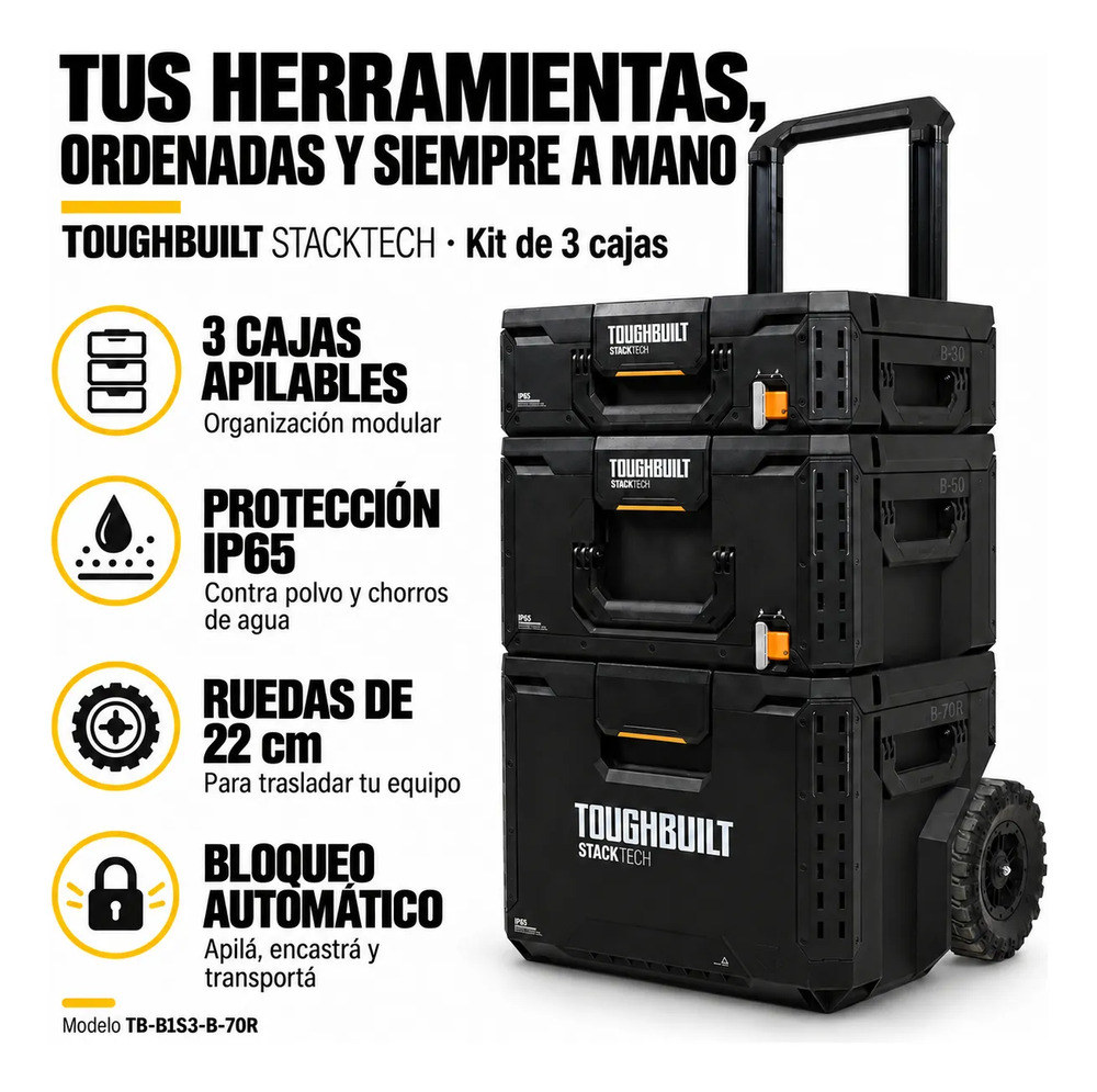 Caja De Herramientas Profesional Con Ruedas Calidad Premium Negro - Imagen 5