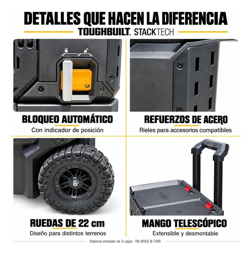 Caja De Herramientas Profesional Con Ruedas Calidad Premium Negro - Imagen 6