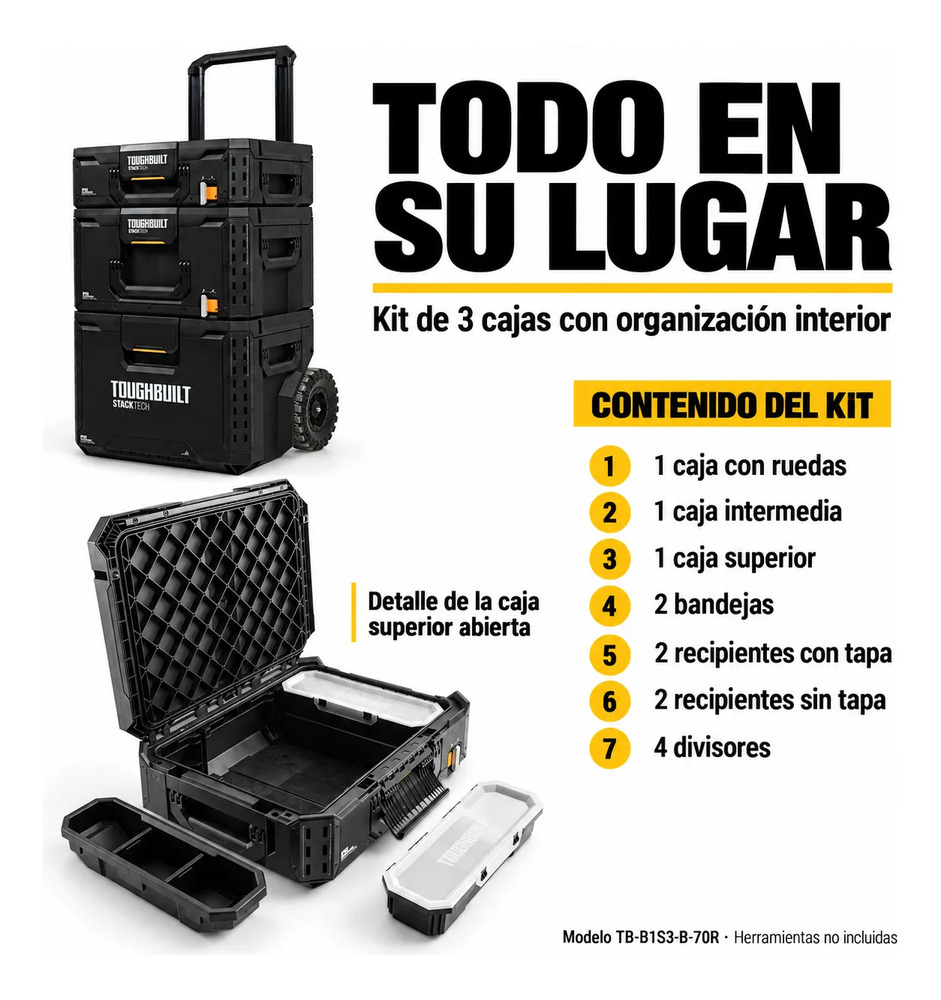 Caja De Herramientas Profesional Con Ruedas Calidad Premium Negro - Imagen 3